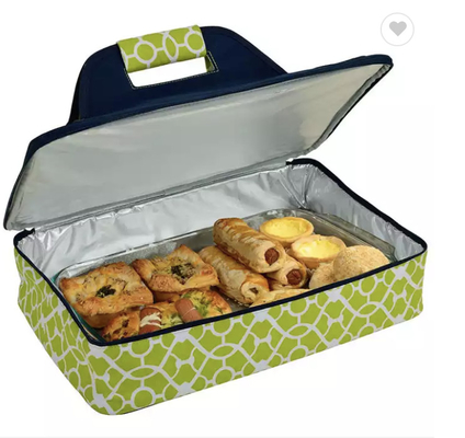 Casserole πιτσών μονωμένος πικ-νίκ μεταφορέας τροφίμων για να κρατήσει την καυτή ή κρύα πράσινη πιό δροσερή τσάντα τροφίμων