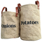 Τυπωμένες τσάντες αποθήκευσης τσαντών γιούτας κρεμμυδιών πατάτα με τη λαβή δέρματος